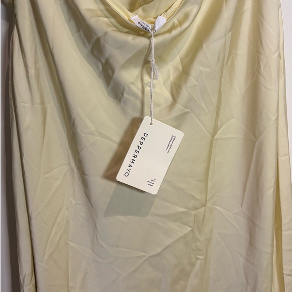 Peppermayo NWT Satin Dose Of Sunshine Maxi Dress Lemon Yellow Sz 14 - Picture 7 of 8